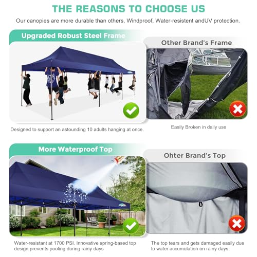 10x20 Pop Up Canopy Tent with 6 Removable Sidewalls, Heavy Duty F368
