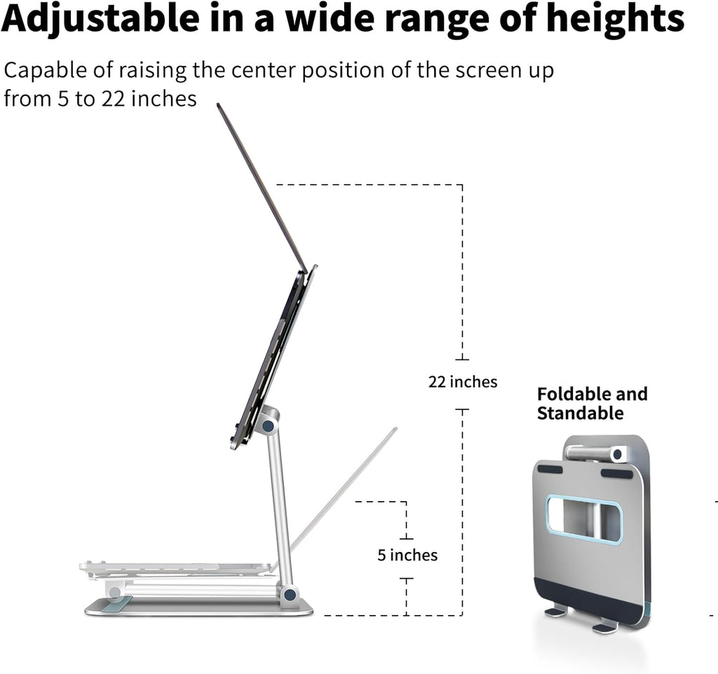 Adjustable Aluminum Laptop Stand Riser for 10 to 17.3” Silver Y956676