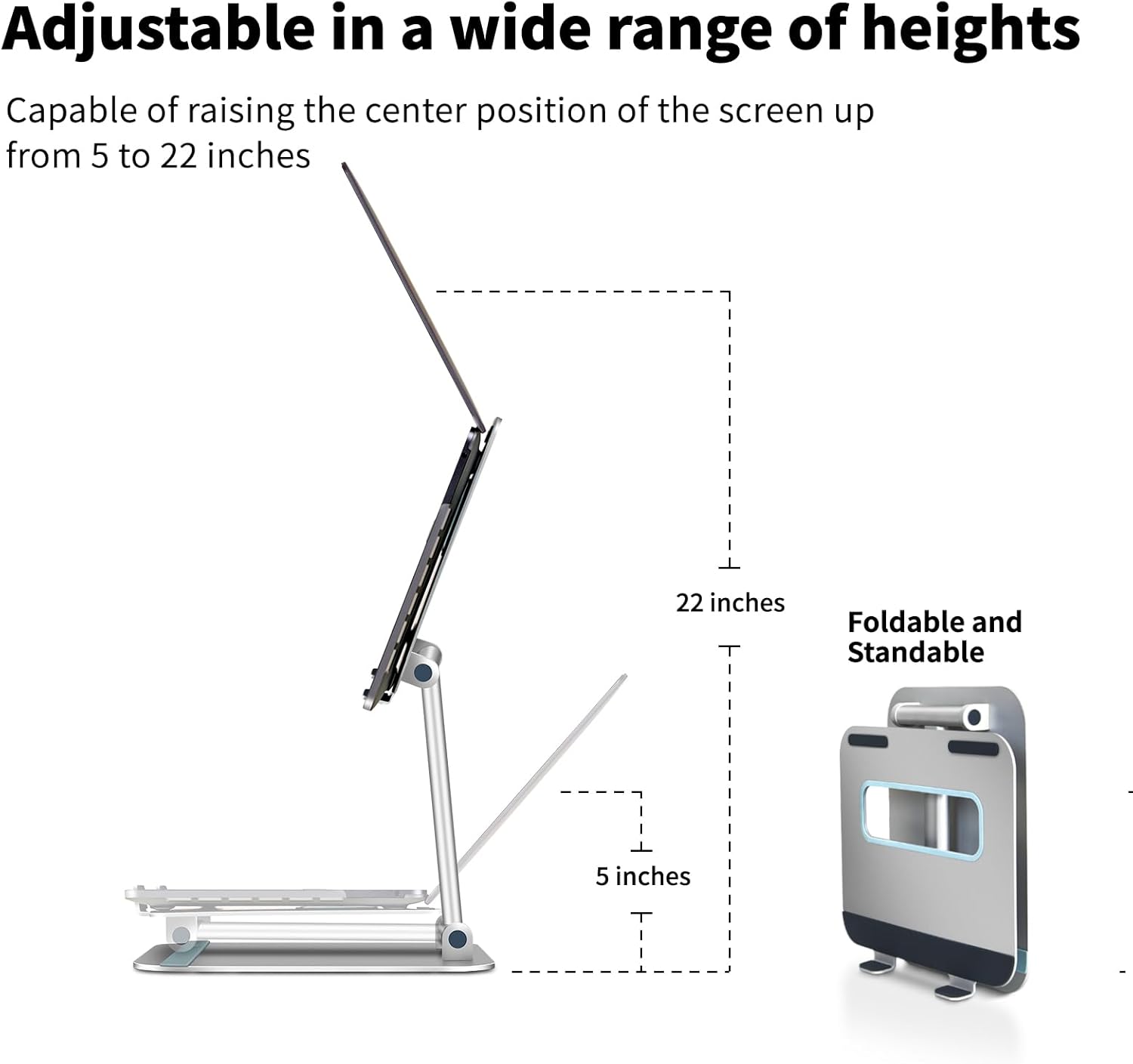 Adjustable Aluminum Laptop Stand Riser for 10 to 17.3” Silver Y956676