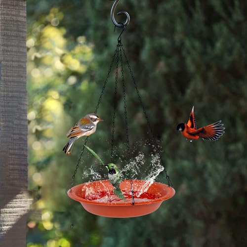 16 inch Green Hanging Bird Bath Bowl with Black Chains S821