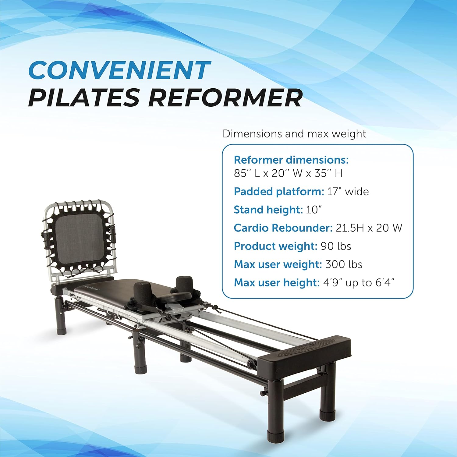 Pilates Reformer Workout Machine with Rebounder, Up to 300 lbs V653416