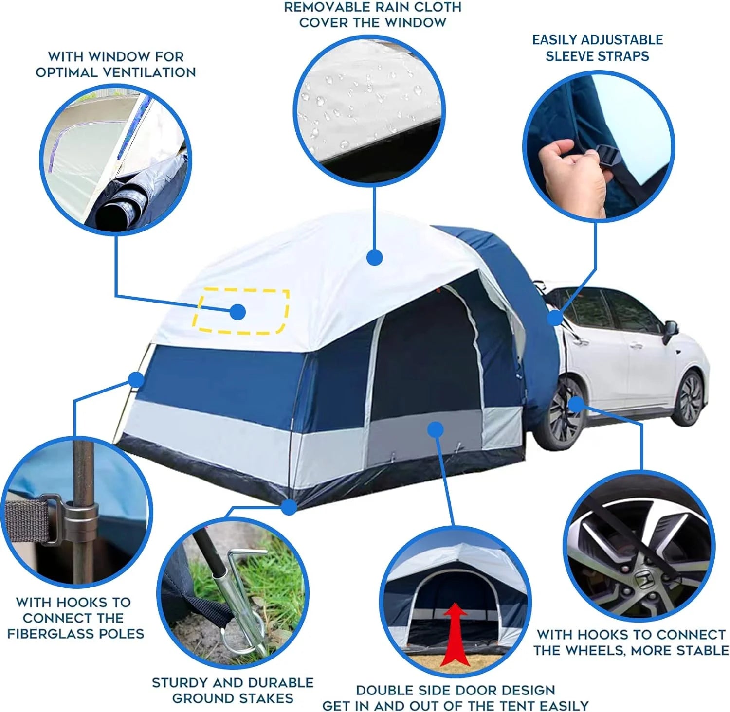 SUV Tent Attachment 8' W x 8' L x 7.2' H with Rainfly and Storage Bag J459