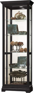 Black Satin Curio Cabinet with Four Glass Shelves B2312