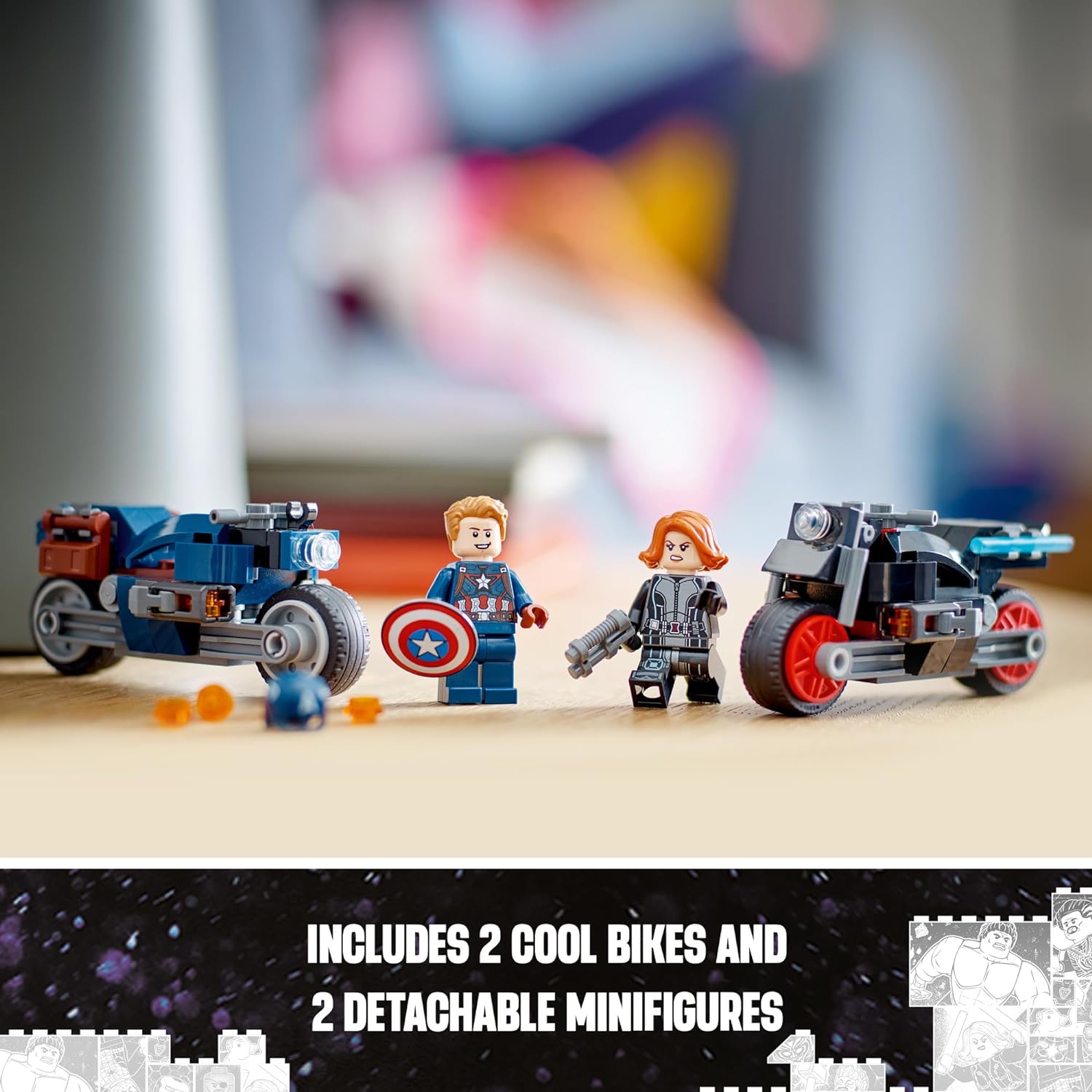 LEGO Marvel Black Widow & Captain America Motorcycles Buildable Toy with 2 Minifigures P5704