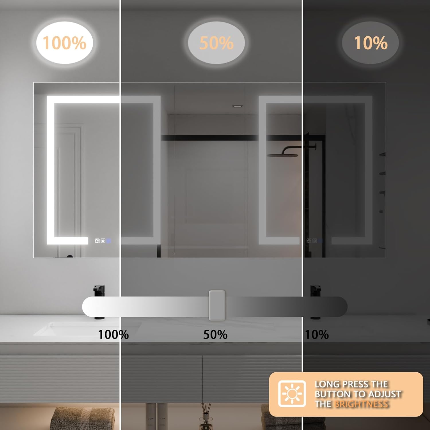 LED Lighted Bathroom Medicine Cabinet with Mirror, 60 x 30 Inch, with Extra Closed Storage Cabinet P760404