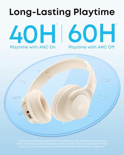 White Hybrid Active Noise Cancelling Over-Ear Bluetooth Headphones N341