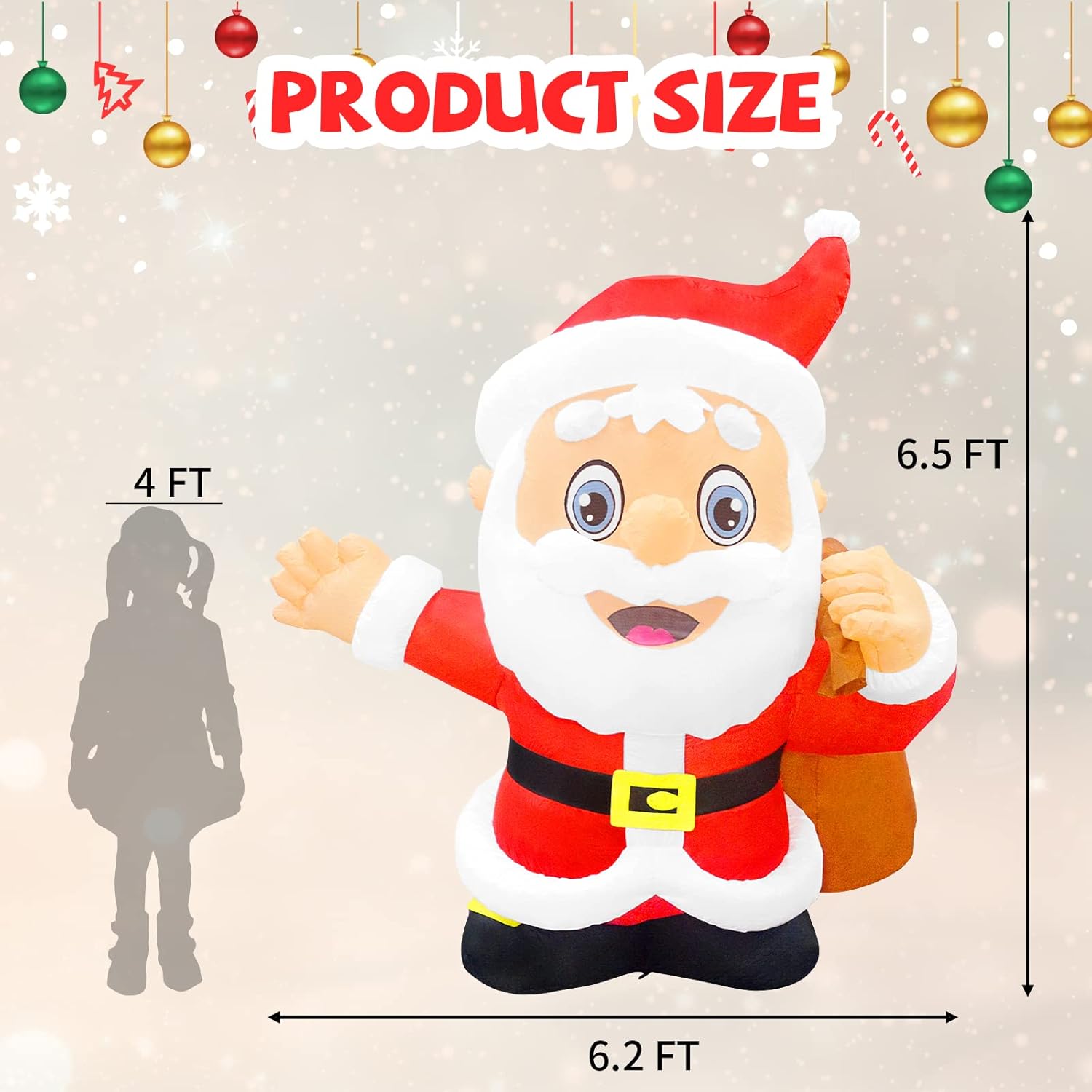 6.5 FT Santa Claus Christmas Inflatables with LED Lights F2250