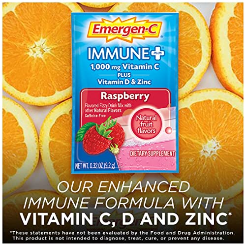 Vitamin C 1000mg Powder with Vitamin D and Zinc, Raspberry Flavor, 0.32 Ounce (Pack of 10) T80588