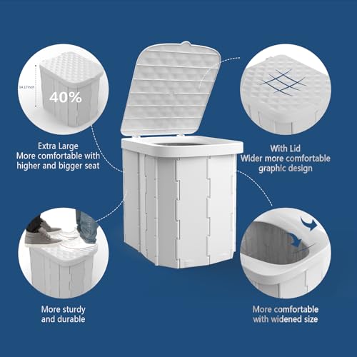 Portable Folding Toilet with Lid R433