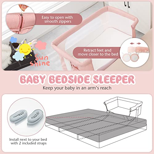 Pink 3 in 1 Folding Bassinet with Mattress I294