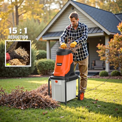 15-Amp Electric Wood Chipper Shredder Mulcher with 50L Collecting Bin 1.8-Inch Cutting Diameter K73568