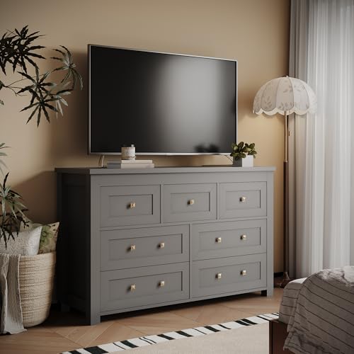 Black 7 Drawer Wood Dresser M9438