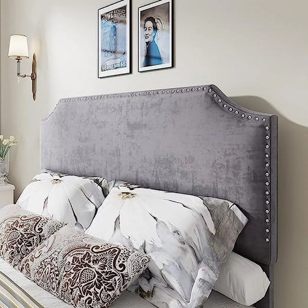 King Size Velvet Upholstered Platform Bed Frame with 4 Storage Drawers and Headboard O750666