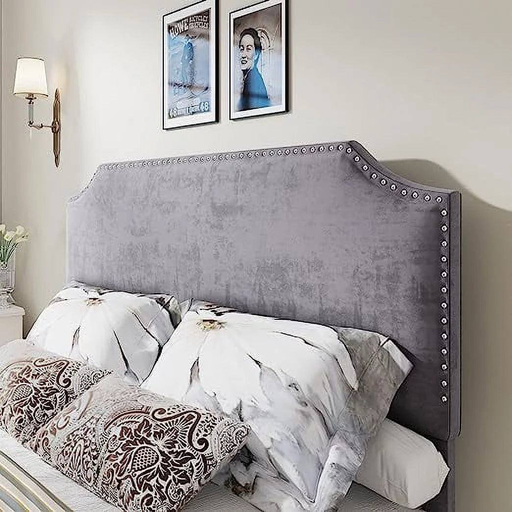 King Size Velvet Upholstered Platform Bed Frame with 4 Storage Drawers and Headboard O750666