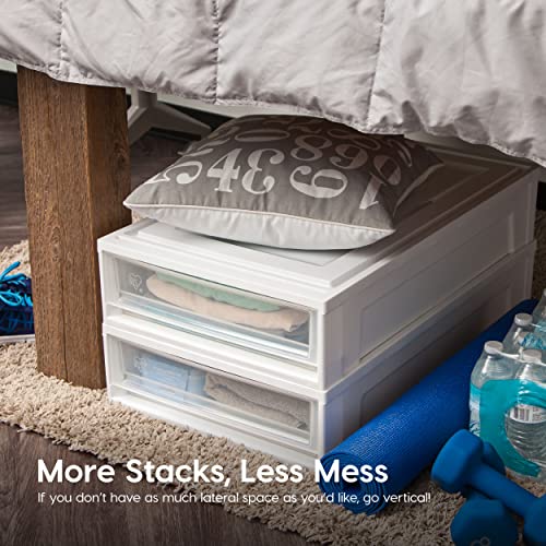 17 Qt Plastic 4-Pack Stackable Drawer Storage Organizer, White I53312