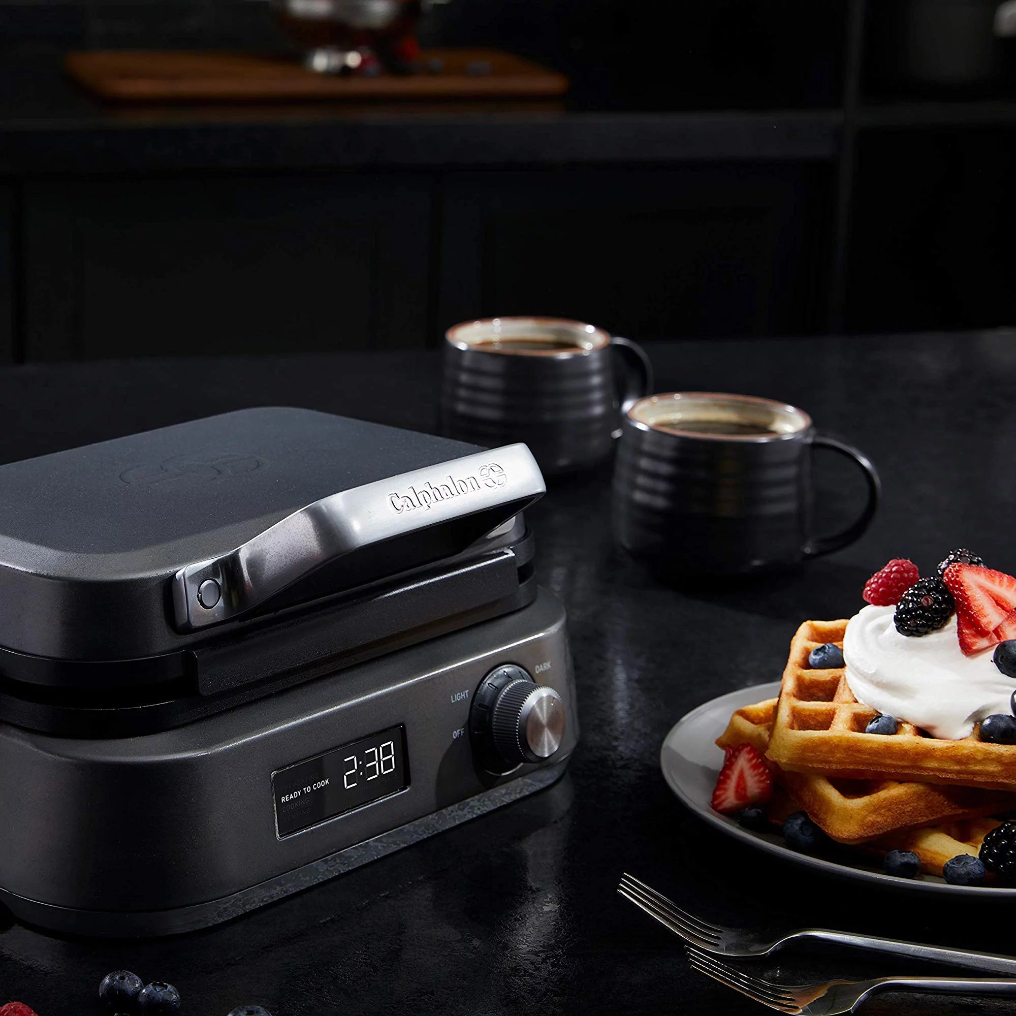 Dark Stainless Steel Waffle Maker I62692