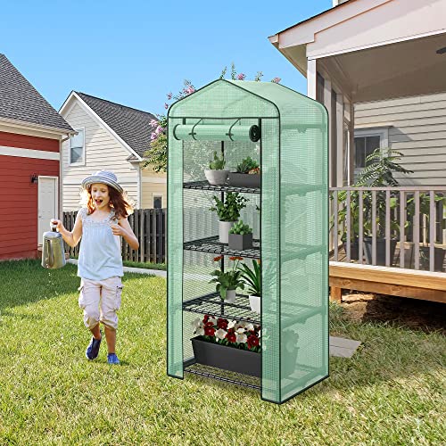 2.3x1.5x5.3 FT 4 Tier Mini Greenhouse with PE Cover E76778