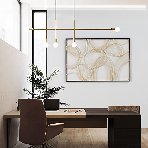 36" Gold Metal Wall Art with Black Frame G20572