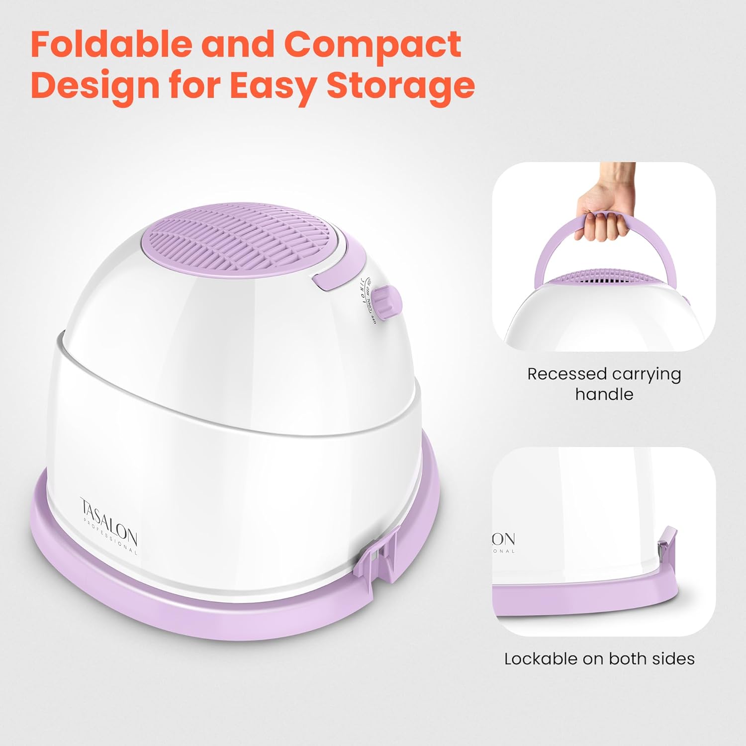 1875W Ionic Hooded Hair Dryer with 3 Heating Settings Z53854