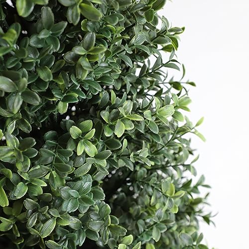 3ft Artificial Topiary Boxwood Tree UV Resistant Faux Shrub 2 Packs with Black Pot U508633