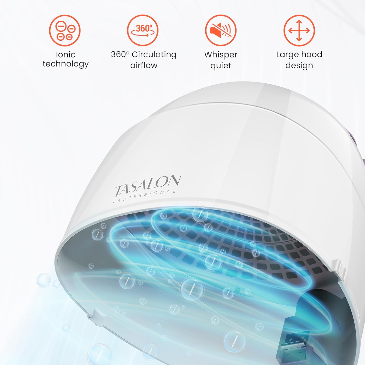 1875W Ionic Hooded Hair Dryer with 3 Heating Settings Z53854