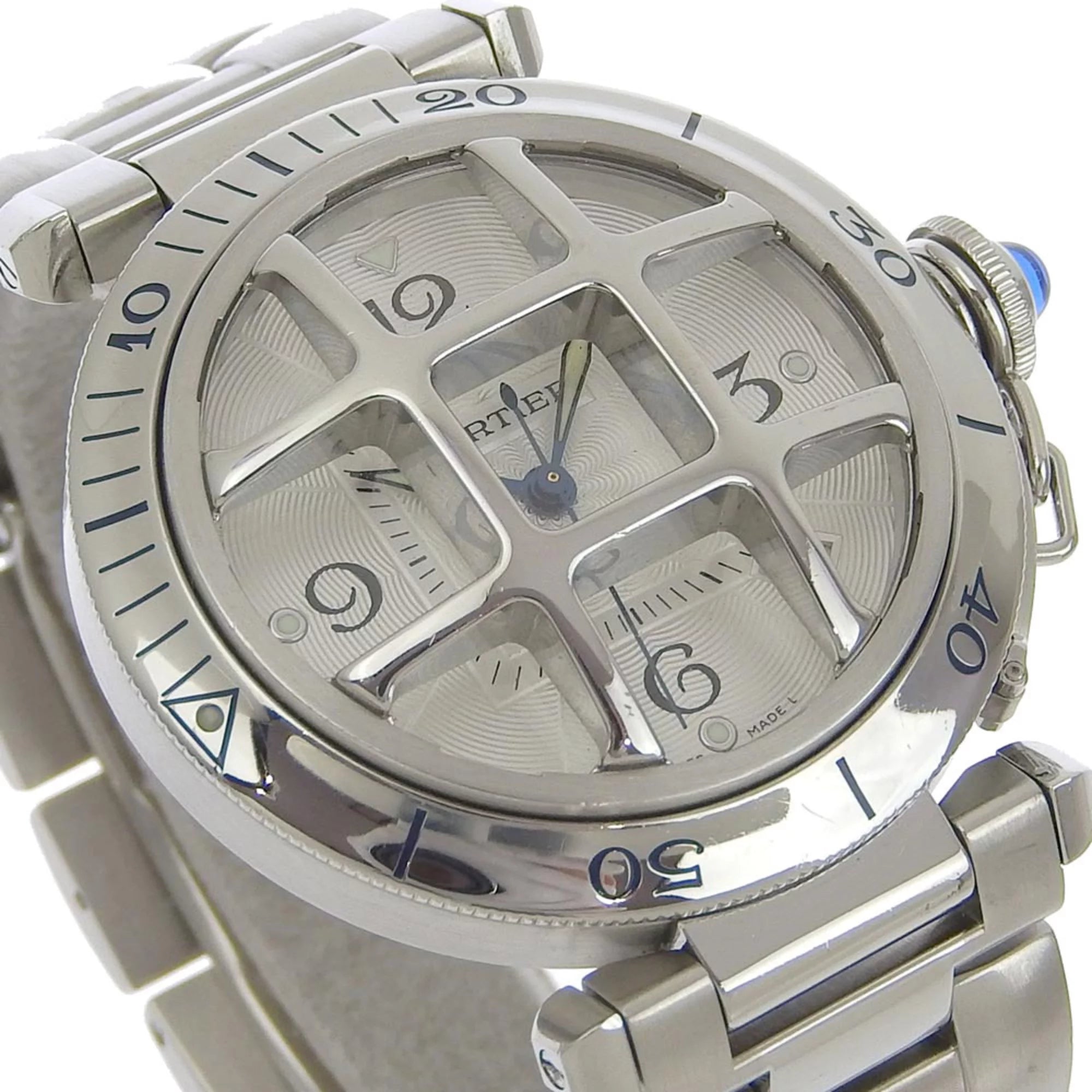 Pre-Owned stainless steel automatic winding white dial men's watch V7613