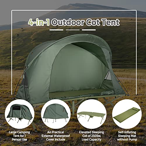 4-in-1 Camping Cot Tent with Waterproof External Cover, Air Mattress & Carrying Bag U73176