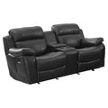 Black Faux Leather Double Glider Reclining Loveseat Q314171