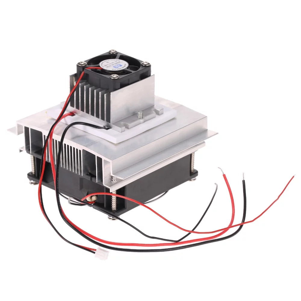 Thermoelectric Peltier Refrigeration Cooling System Kit Semiconductor Cooler Conduction Module with Radiator and Cooling Fan K38828