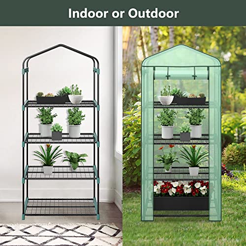 2.3x1.5x5.3 FT 4 Tier Mini Greenhouse with PE Cover E76778
