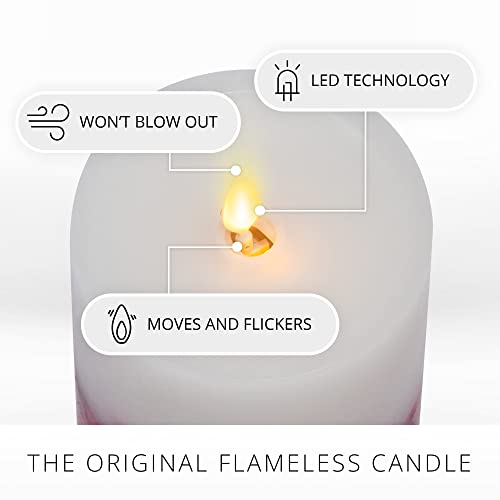 Flameless LED Candle Orange Leaf Embedded Real Wax Moving Flame Pillar Unscented with Recessed Edge (3.5 x 4.5 inch) L56821