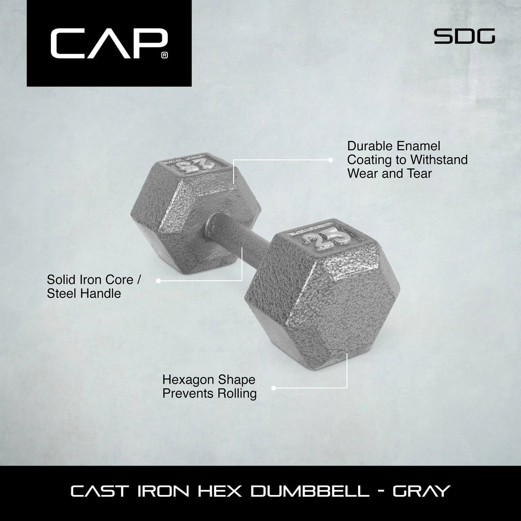 25lb Cast Iron Hex Dumbbell A154916