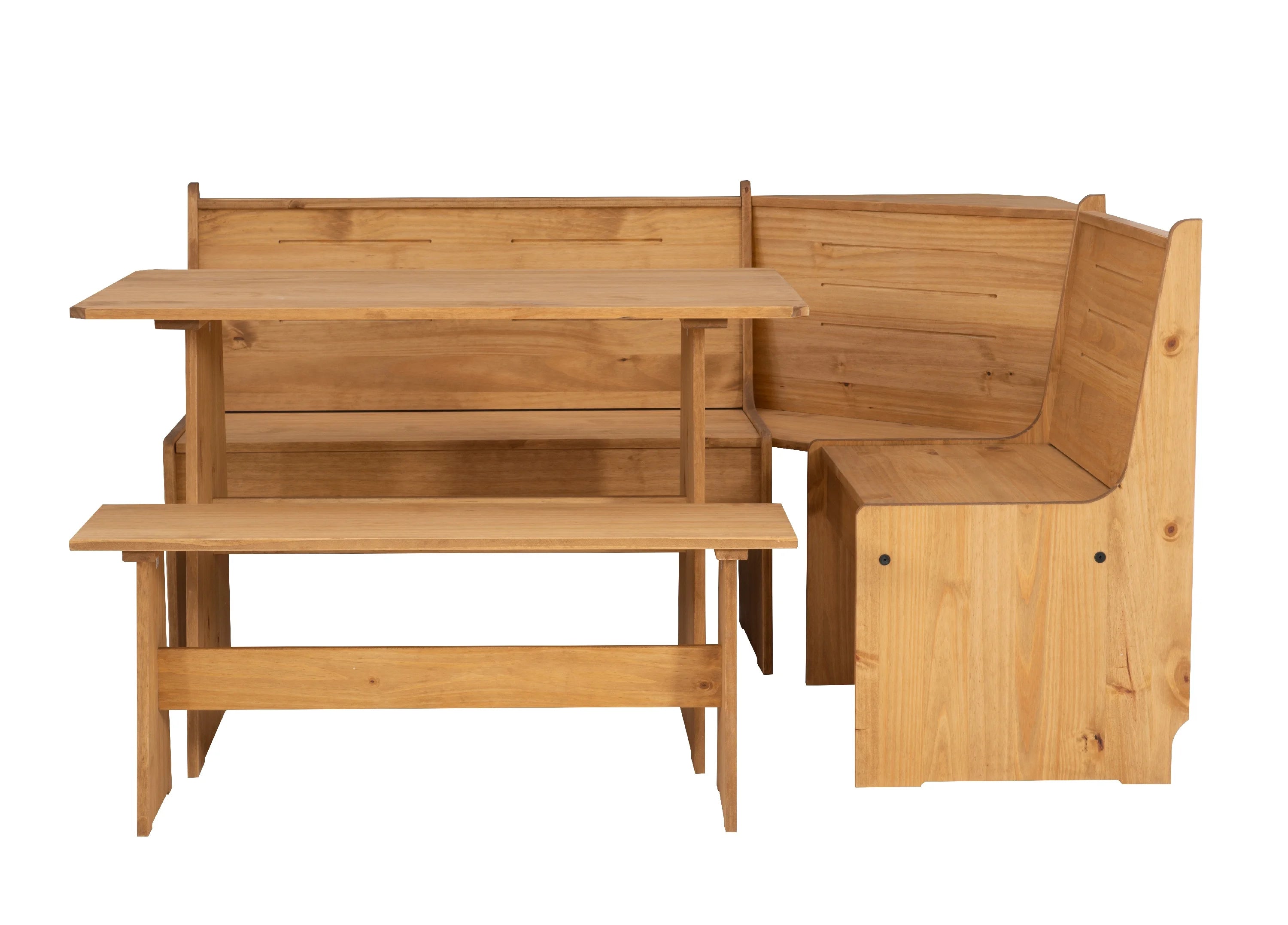 Natural Finish Corner Dining Set with Storage Table and Bench S7617