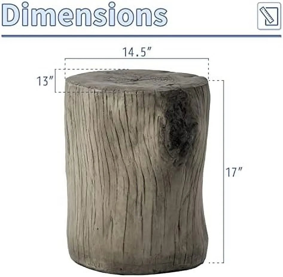 Rustic Stump Side Table Chocolate Brown Wood-Look End Table Stool Z965