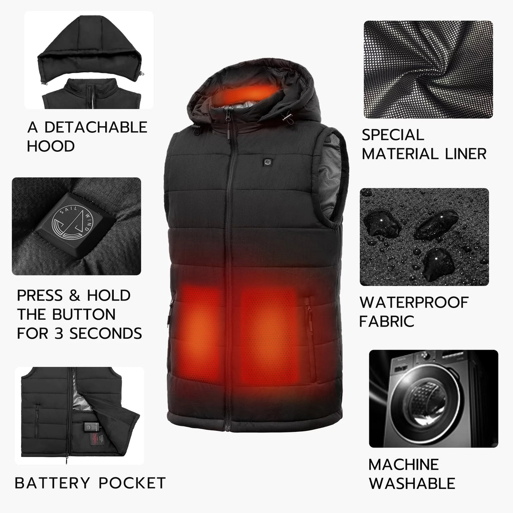 Lightweight Heated Vest with Removable Hood K3053