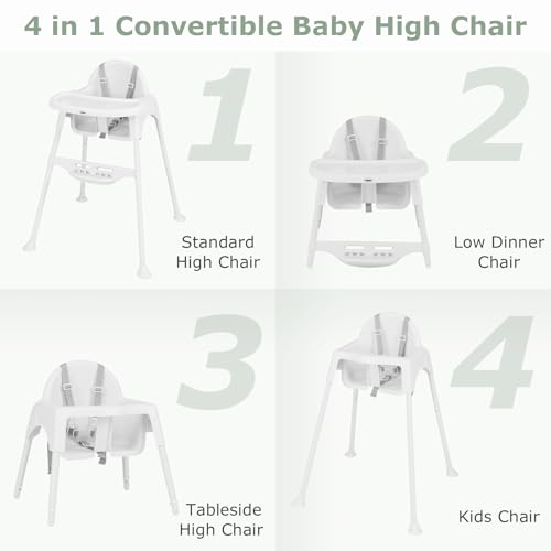 4 in 1 Baby High Chair with Removable Tray Adjustable Footrest D234465