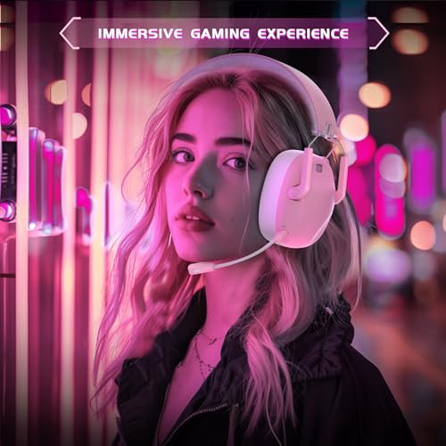 Black Wireless Gaming Headset with Bluetooth 5.3 and Noise Canceling Microphone H144116