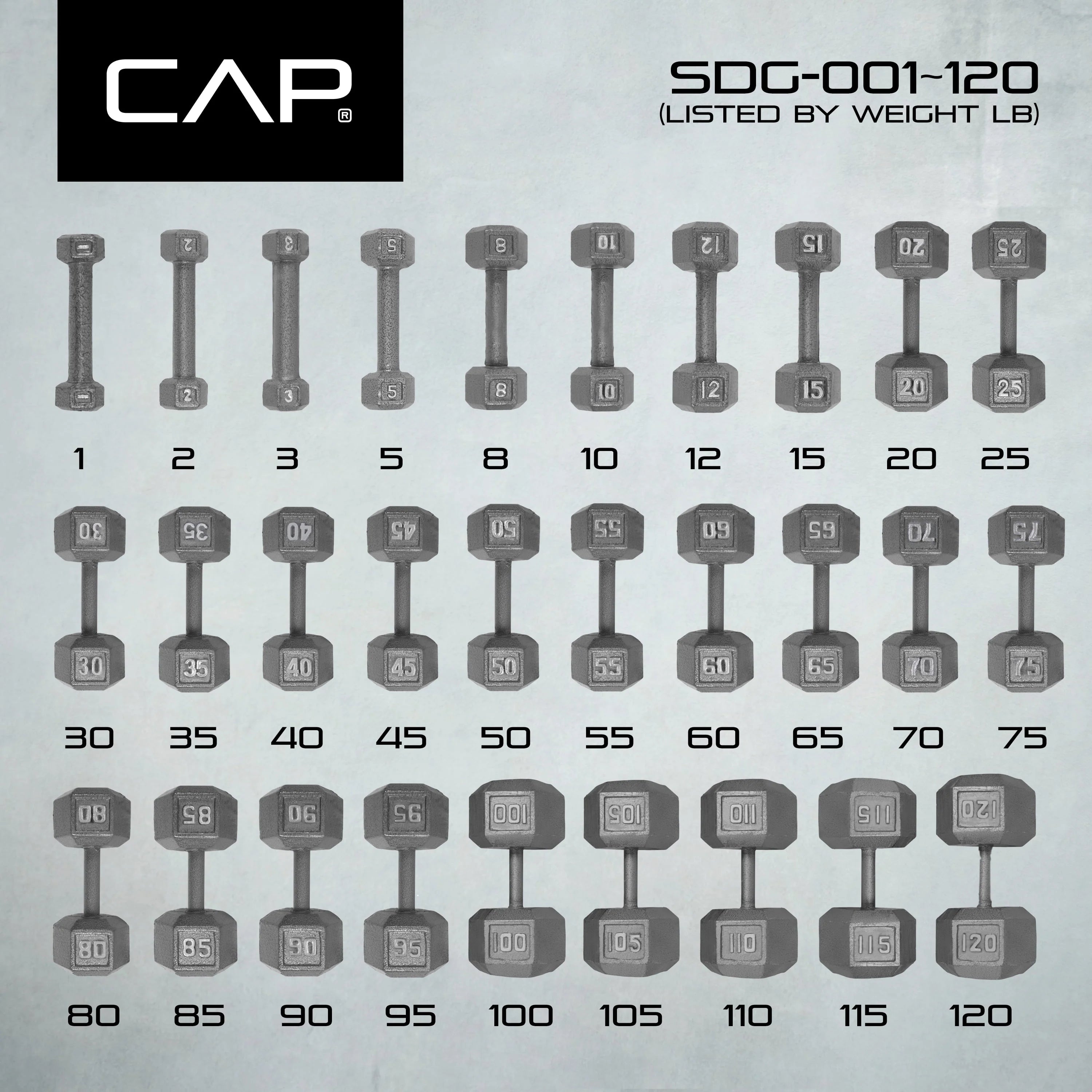25lb Cast Iron Hex Dumbbell A154916