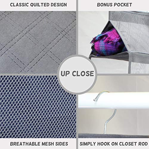 XL Size Hanging Handbag Purse Organizer, 2 Pack, 10 Shelves Total, Grey O8218