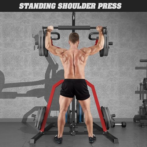 Leverage Gym Power Rack Squat Rack with LAT Low Row System Home Gym System Workout Station 2:1 Ratio S56456