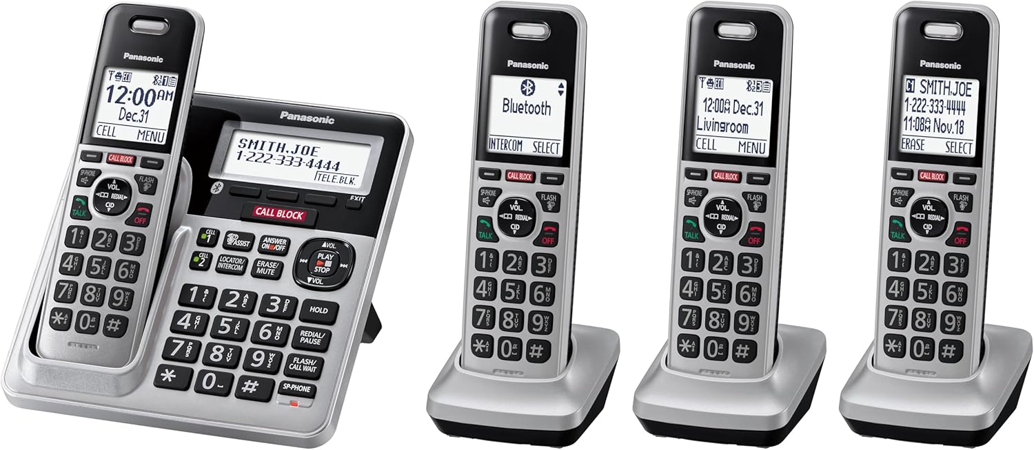 4-Handset DECT 6.0 Bluetooth Phone Bundle E603