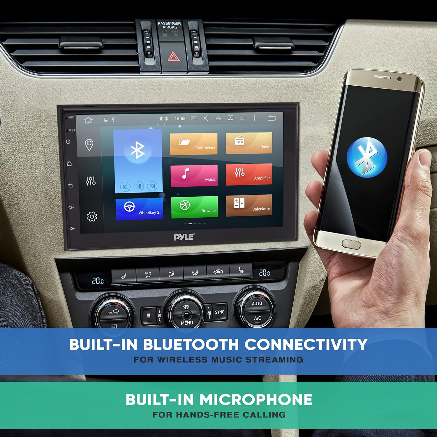 Double DIN 7inch HD 1080p Touch Screen Car Stereo Receiver with Bluetooth H992