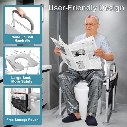 Adjustable Raised Toilet Seat with Handles Q178586