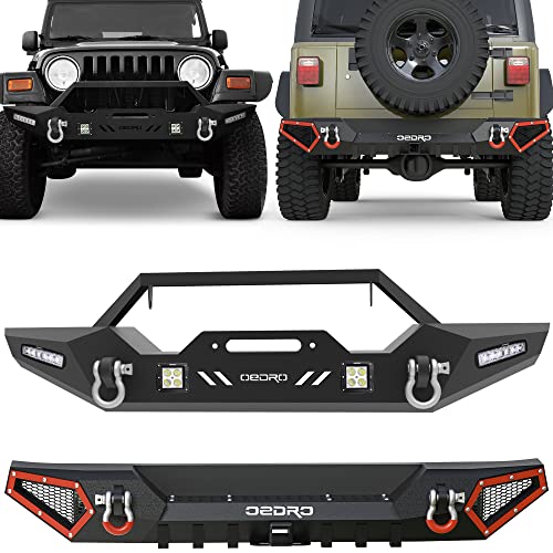 Front Bumper with Winch Plate Mounting & LED Lights & D-Rings O20987