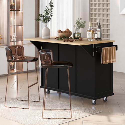 Grey Blue Wooden Kitchen Island Cart with Stainless Steel Top O846