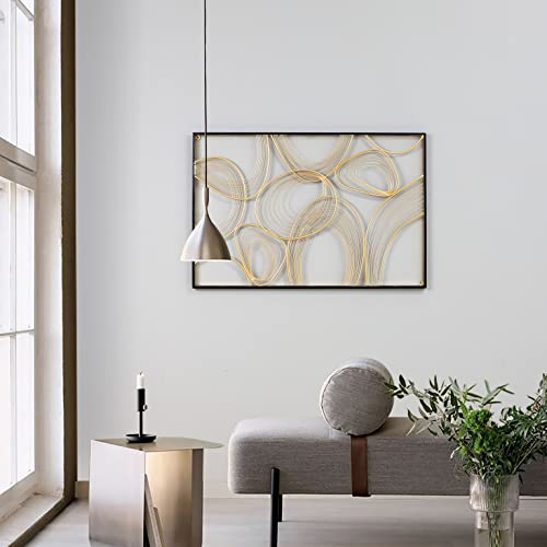 36" Gold Metal Wall Art with Black Frame G20572