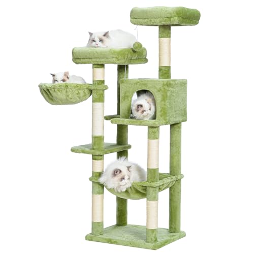 56 inches Smoky Gray Cat Tree with Scratching Posts P7190