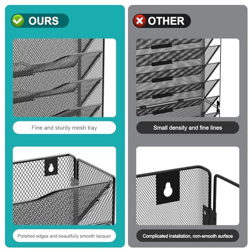 12 Tier Mesh Wall File Organizer Black E484