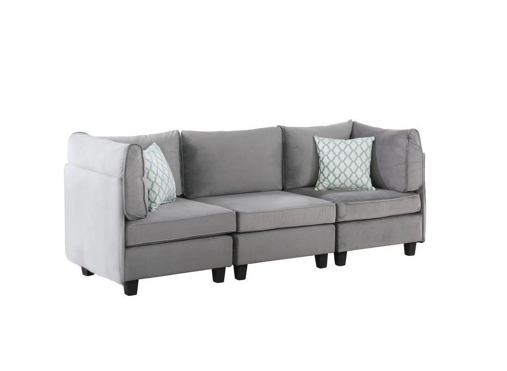 Gray Velvet 6Pc Modular Sectional Sofa X12417