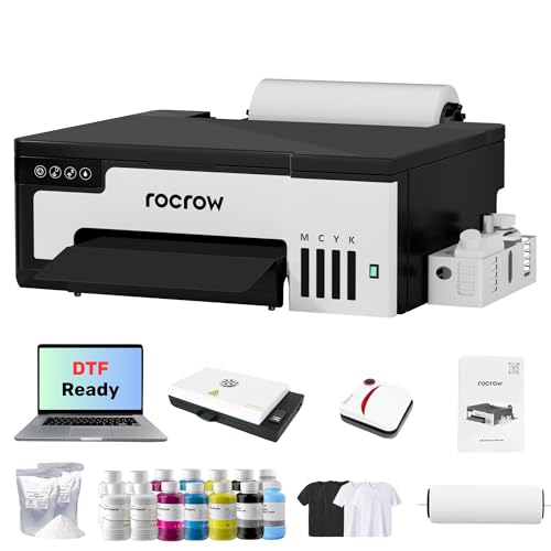 A4 DTF Printer with White Ink Mixing, Automatic Cleaning, Includes Heat Press, Ink, Film H826193